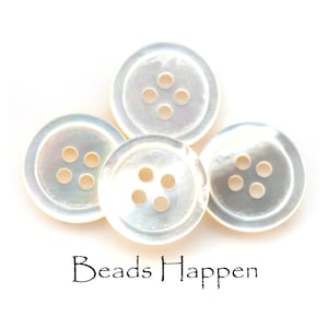 19mm Mother of Pearl (MOP) Round Rimmed Buttons with Four 4 Holes, Round Shell Button, Quantity 4