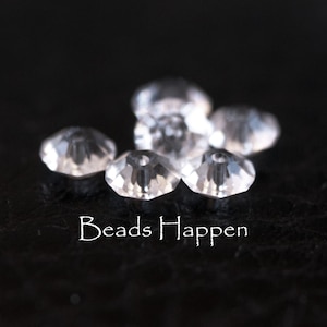 5mm Swarovski Beads, Clear Spacer Beads, Article 5305, Crystal, Flattened Bicone, Austria, Austrian, Spacers, Bead, Quantity 6