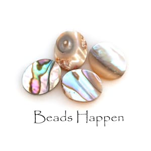 VINTAGE 10x8mm Oval Abalone Shell Cabochons Cabochon Cabs Cab, 10x8 Ovals, 10x8 Oval Shell Cabs, Quantity 4