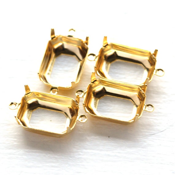 18 x 13 mm オープンバック ゴールドメッキ 八角形セッティング、2