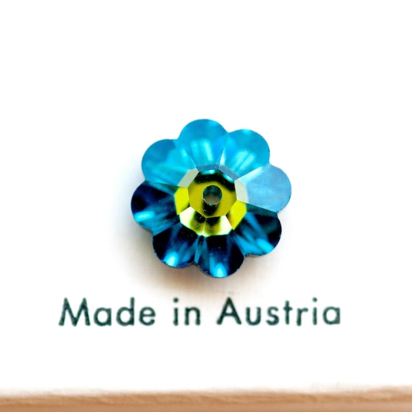 SWAROVSKI 10mm Margarita Flower Crystals Crystal Beads, Bermuda Blue, Article 3700, 10mm Flowers Flower Bead, Austria, Quantity 2