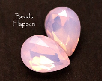18x13mm Rose Rosewater Opal Pear Glass Jewels, Pink  Rose Opal Pears, 18x13 Pears, Pastel Pink Opal Opals, 18x13 Opals, Quantity 2