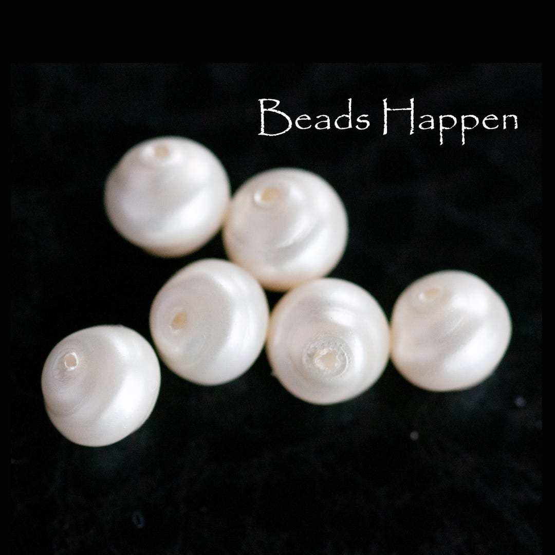 6mm Creamy White Baroque Snail Shell Twisted Glass Pearl Beads Bead ...