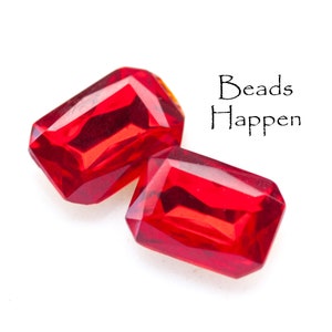 18x13mm Siam Red Octagons Faceted Glass Gem Jewels Stones, 18x13 Octagons, Ruby Red, Siam Ruby Red, Quantity 2