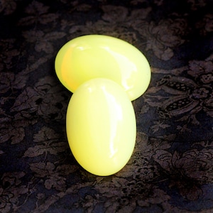 18x13mm Yellow Opal Glowing Oval Glass Cabochons Cabs, Glows (Fluoresces) Under Black Light, UG, Foiled Backs, Quantity 2