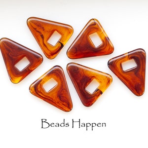 25x23mm Tortoise Plastic Resin Triangle Pendants Pendant, Softly Rounded Edges, Swirling Pattern, Brown, Black, Quantity 6
