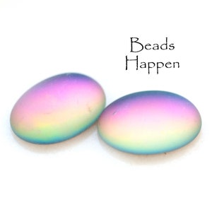 FABULOUS 18x13mm Matte Frosted Oval Ovals Cabochons from the Czech Republic, 18x13 Ovals, Green, Pink, Blue Glass Cabs, Quantity 2