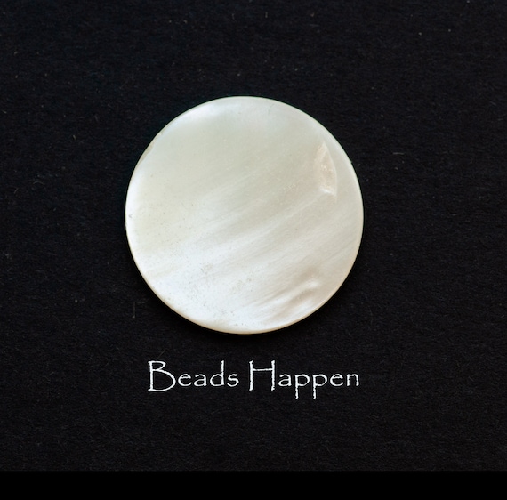 22mm Round VINTAGE MOP Mother of Pearl Creamy White Cabochons, Flat Backs, Quantity 1