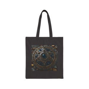 Mystical Canvas Tote Bag, Eco-Friendly Shopper, Witchy Gift, Boho Tote for Festivals, Star Symbol Art