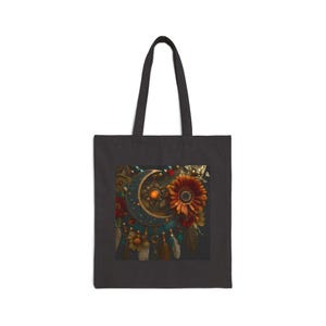 Boho Blumen Baumwollsegeltuch-Einkaufstasche, umweltfreundliche Einkaufstasche, Strandtasche, Sonnenblumen-Tasche, Geschenk für sie, Tasche für jeden Anlass