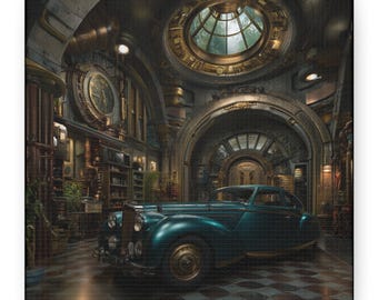 Vintage Car Canvas Art: Steampunk Style, Automotive Enthusiast Decor