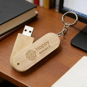 Porte-clés USB souvenir en bois personnalisé | Porte-clés personnalisé pour clé USB de mariage | Boîte en bois USB Drive | Porte-clés en bois à mémoire de forme USB