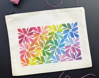 Canvas Zip Bag with Modern Graphic Design based on Colorfall Quilt