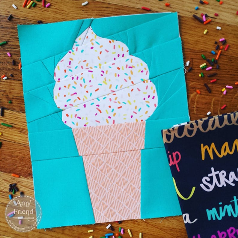 Soft Serve Ice Cream Cone Paper Pieced Pattern image 2