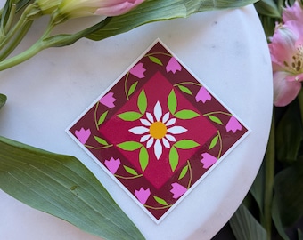 Flourish Blumen Quilt Aufkleber