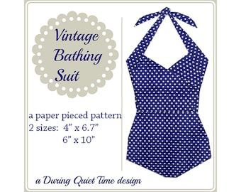 Vintage Bathing Suit Paper Pieced Pattern