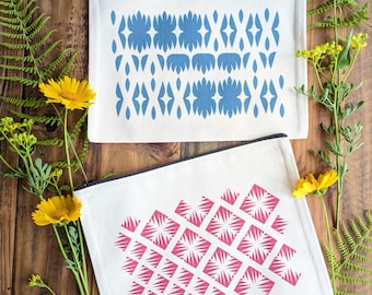 Canvas Zip Bag with Modern Graphic Design