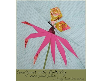 Coneflower with Butterfly Paper Pieced Pattern