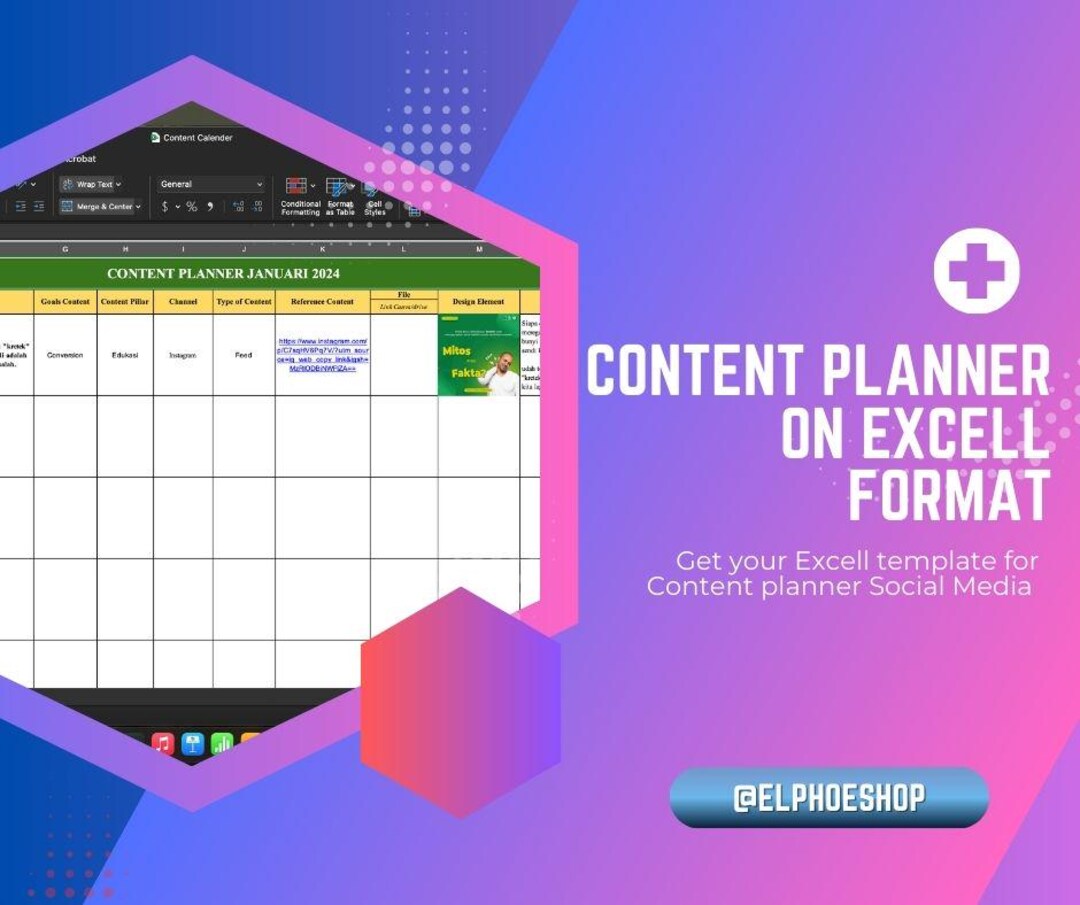 Excel Content Planner Template | Editable Social Media Calendar ...