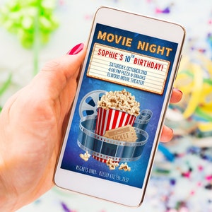 Movie Birthday Invitation Cinema Party Movie Birthday Party Movie Night Editable Digital Invitation 2 sizes/titles. Edit and download now image 6