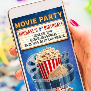 Movie Birthday Invitation Cinema Party Movie Birthday Party Movie Night Editable Digital Invitation 2 sizes/titles. Edit and download now image 2