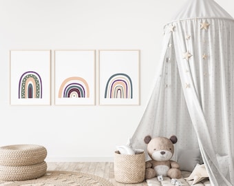 Watercolor Rainbow Nursery Prints: Set of 3 (Digital Download)