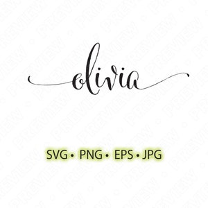 Olivia Name Clipart | Handwriting Script SVG PNG JPG Eps Dxf | Digital Download for Cricut, T-Shirts, Mugs