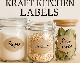 Kraft Paper Kitchen Labels: Printable Pantry Jar Tags DIY Write-On PNG files