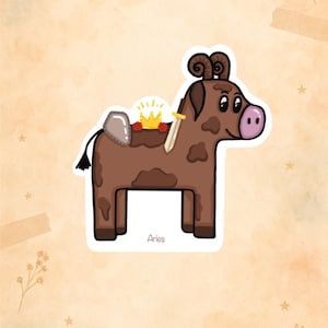 Aries Sticker, Aries PNG, digital cow, zodiac art, zodiac download, printable sticker, astrology art, DIY sticker, fire sign