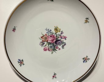 Vintage Fürstenberg Porcelain Plate, Floral Decorative Plate with Gold Trim, German Porcelain, Cottagecore Wall Decor