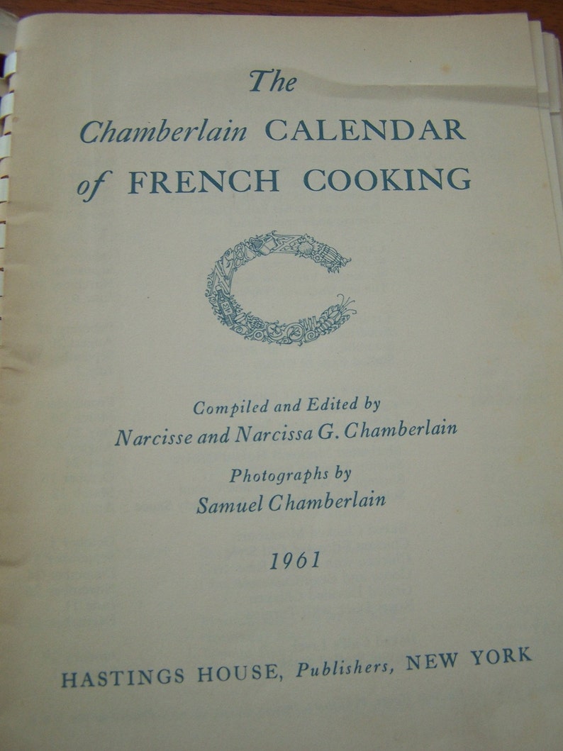 Vintage Chamberlain Calendar of French Cooking for Engagements Etsy
