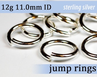 12g 11.0 mm ID sterling silver jump rings -- 12g11.00 jumprings 925 links