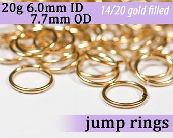 20g 6.0 mm ID 7.7mm OD gold filled jump rings -- 20g6.00 goldfill jumprings 14k goldfilled