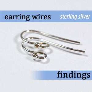 Sterling silver ear wires with ball and loop - earring findings