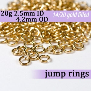 20g 2.5 mm ID 4.2mm OD gold filled jump rings -- 20g2.50 goldfill jumprings 14k goldfilled