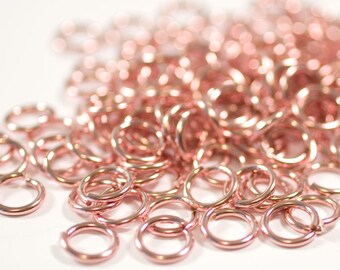 16g 7.0 mm ID 9.6mm OD 14k rose gold filled jump rings -- pink goldfill jumprings 16g7.00 links