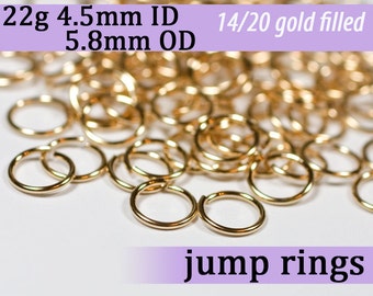 22g 4.5 mm ID 5.8mm OD gold filled jump rings -- 22g4.50 goldfill jumprings 14k goldfilled