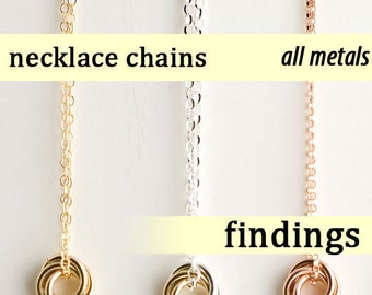necklace chains - sterling, 14k gold fill, 14k rose gold fill