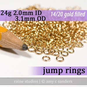 24g 2.0 mm ID 3.1mm OD gold filled jump rings 24g2.00 goldfill jumprings 14k goldfilled image 1