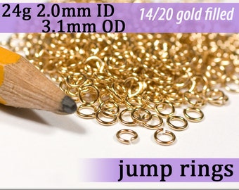 24g 2.0 mm ID 3.1mm OD gold filled jump rings 24g2.00 goldfill jumprings 14k goldfilled