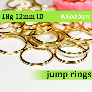 18g 12 mm ID NuGold brass jump rings -- 18g12.00 open jumprings