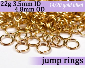 22g 3.5 mm ID 4.8mm OD gold filled jump rings -- 22g3.50 goldfill jumprings 14k goldfilled