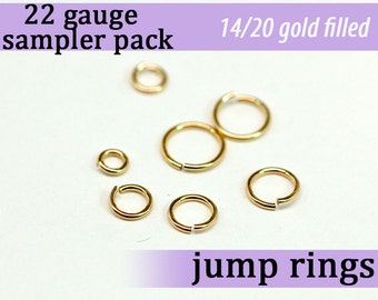 70 pcs 22g gold fill sampler pack jump rings 22 gauge 22gsamp 14k gold filled rings findings links