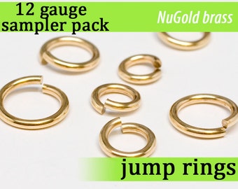 14 pcs 12 gauge jump ring sampler pack NuGold brass 12gsamp 12g assorted jumprings