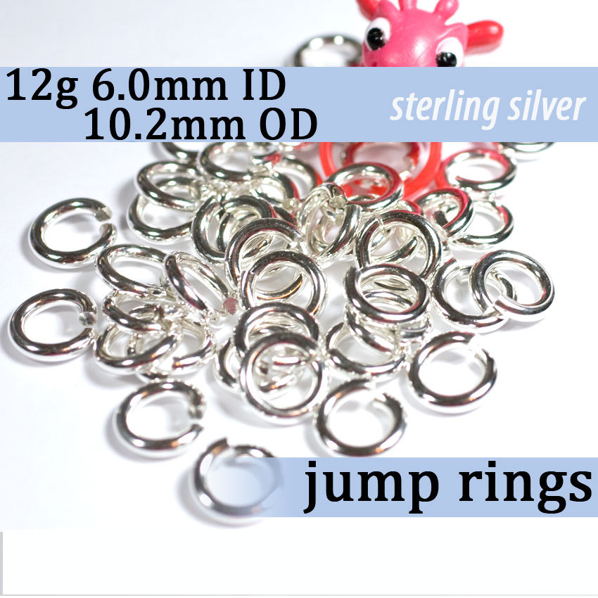 12g 6.0 Mm ID 10.2mm OD Sterling Silver Jump Rings 12g6.00
