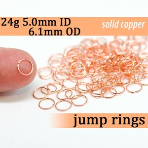 24g 5.0 mm ID 6.1 mm OD copper jump rings -- 24g5.00 open jumprings links