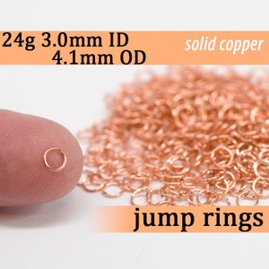24g 3.0 mm ID 4.1 mm OD copper jump rings -- 24g3.00 open jumprings links