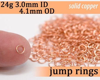 24g 3.0 mm ID 4.1 mm OD copper jump rings -- 24g3.00 open jumprings links