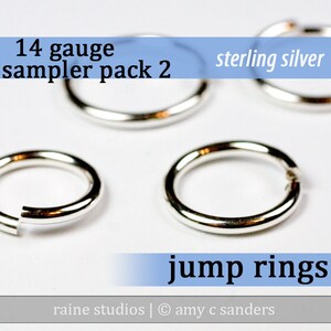 6 pcs 14g sterling sampler pack 2 jump rings 14 gauge jumprings 14gsamp2 925 sterling jewelry rings findings