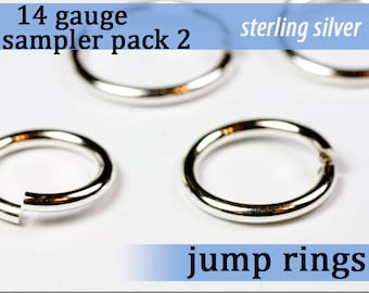 6 pcs 14g sterling sampler pack 2 jump rings 14 gauge jumprings 14gsamp2 925 sterling jewelry rings findings